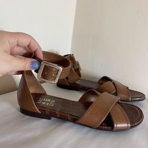 Naturalizer Sausalito sandals women's size 7 ankle strap brown, flat shoes